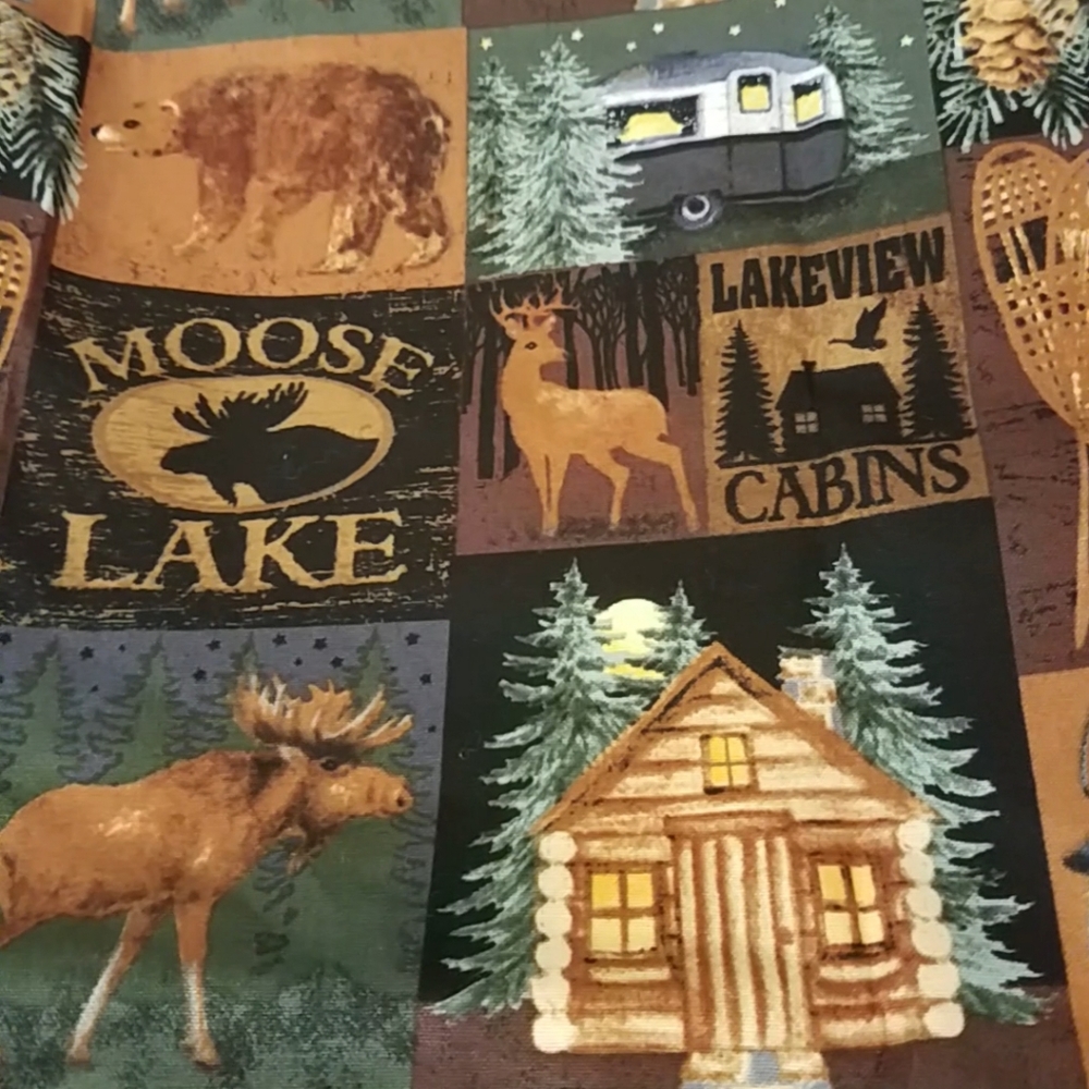Handmade Lakeview Cabin Cotton Fabric Tote Bag / Cabin in The Woods - Picture 4 of 10